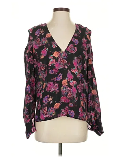 Pre-owned Iro Long Sleeve Silk Top Black Plunge Neckline Tops