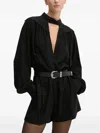 Iro Long-sleeve V-neck Jumpsuit In Black