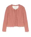 Iro Open-front Jacket With Fringed Edges In Pink
