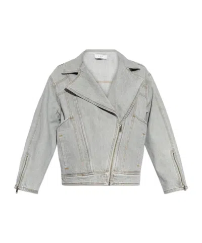 Iro Long-sleeved Denim Coat In Gray