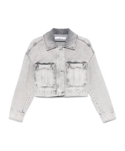 Iro Long-sleeved Denim Coat In Grey