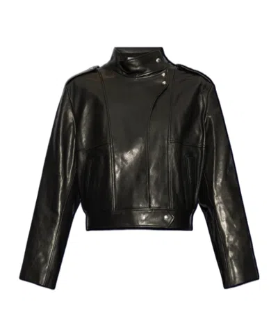 Iro Long-sleeved Leather Jacket In Black