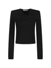 Iro Mala Fitted Asymmetrical Polyester Blend Top In Black