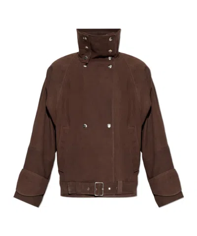 Iro Long-sleeved Leather Jacket In Brown