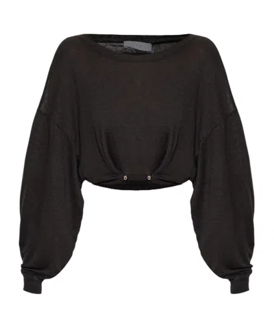 Iro Long-sleeved Short Top In Black