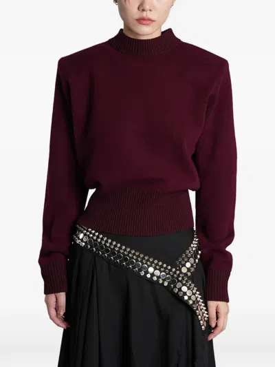 Iro Lovelie Ribbed-trim Shoulder-pad Sweater In Burgundy