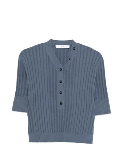 Iro Lunea Button Ribbed Top In Blue