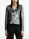 Iro Luzia Sequin-embellished Biker Jacket In Black