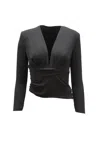 Iro Madera V Neck Padded Top In Black Polyester In Black