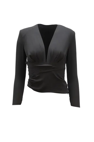 Iro Madera V Neck Padded Top In Black Polyester
