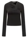 Iro Mala Draped-neckline Long-sleeve Top In Black