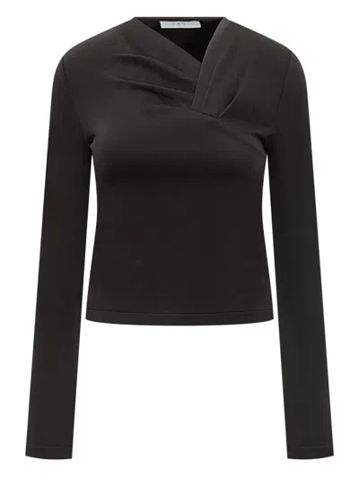 IRO MALA DRAPED-NECKLINE LONG-SLEEVE TOP