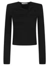 Iro Mala Fitted Asymmetrical Polyester Blend Top In Black