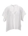 Iro Manly Buttoned Top In White Silk In White