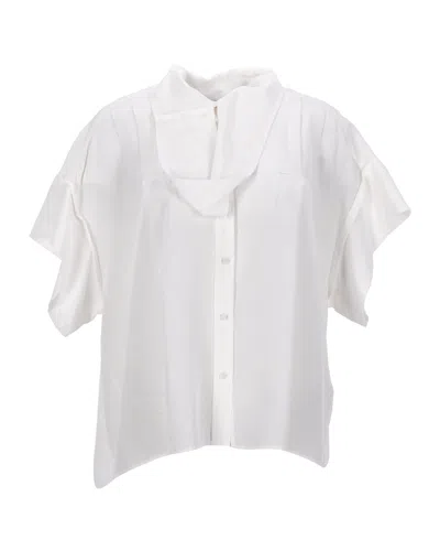 Iro Manly Buttoned Top In White Silk
