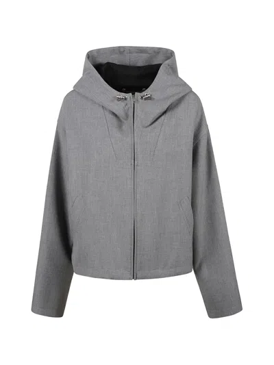 Iro Maureen Hooded Zip-up Cropped Jacket In Gray