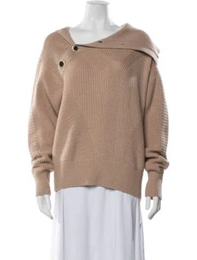 Pre-owned Iro Merino Wool Off-the-shoulder Sweater In Brown