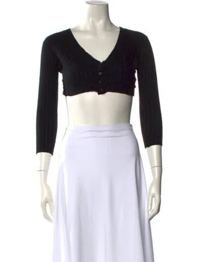 Pre-owned Iro Merino Wool V-neck Crop Top In Black