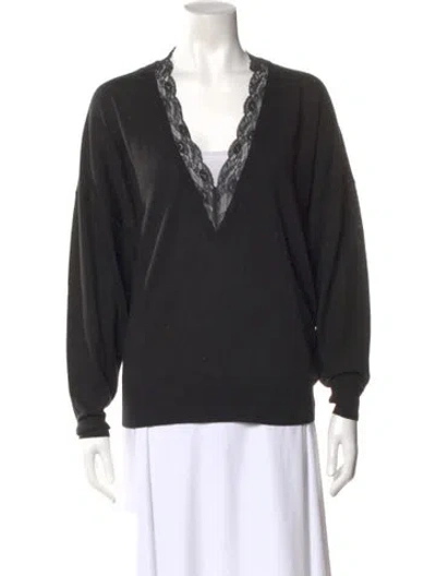 Pre-owned Iro Merino Wool V-neck Sweater In Black