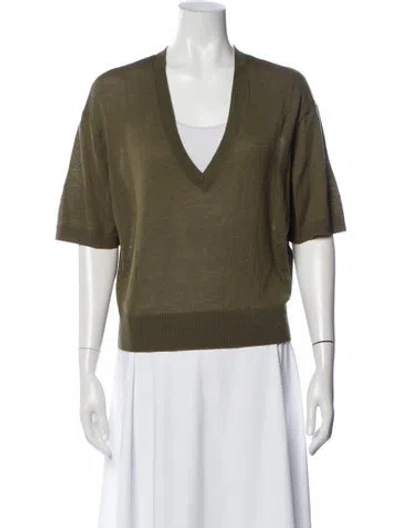Pre-owned Iro Merino Wool V-neck Sweater In Green