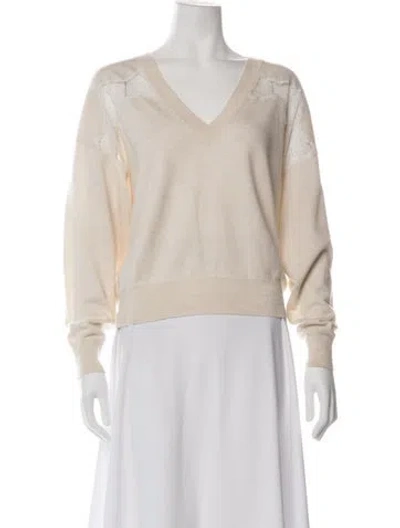 Pre-owned Iro Merino Wool V-neck Sweater In Neutrals