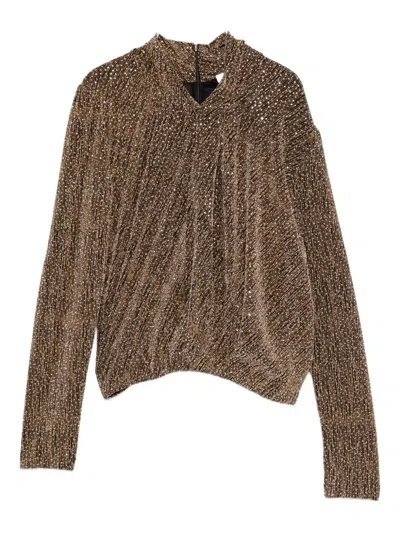 IRO IRO METALLIC HIGH-NECK SWEATER