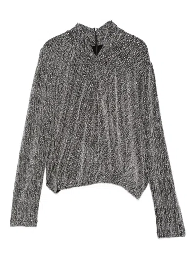 Iro Metallic High-neck Top In Silver