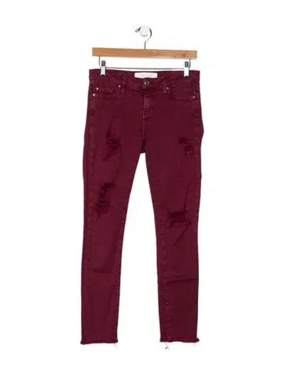 Pre-owned Iro Mid-rise Skinny Leg Jeans In Burgundy