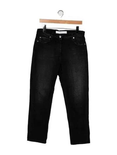 Pre-owned Iro Mid-rise Straight Leg Jeans In Black