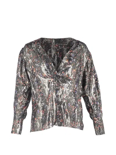 Pre-owned Iro Milana Printed Wrap Top In Black