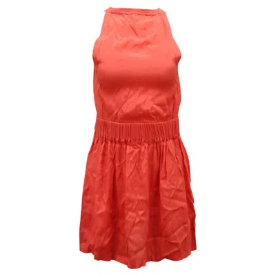 Pre-owned Iro Mini Dress In Coral Viscose In Red