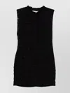Iro Mini Dress With Frayed Hem And Round Neckline In Black