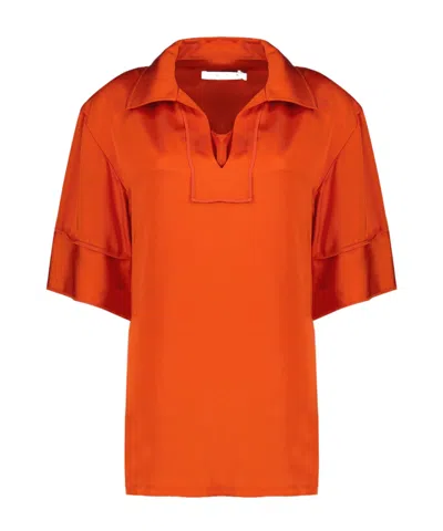 Iro Mini Satin Tunic Top In Orange