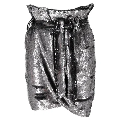 Iro Mini Skirt In Silver Sequins In Gray