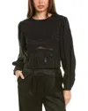 Iro Decorative-stitching Cropped Blouse In Black