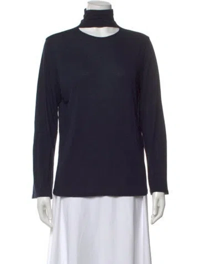 Pre-owned Iro Mock Neck Long Sleeve Top In Blue