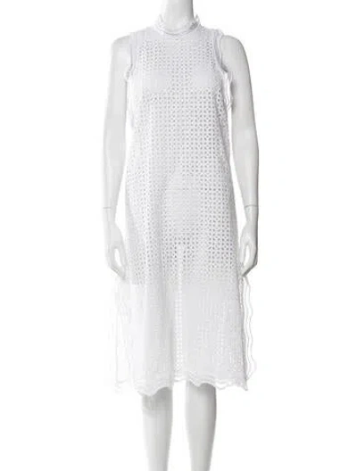 Pre-owned Iro Mock Neck Midi Length Dress In White