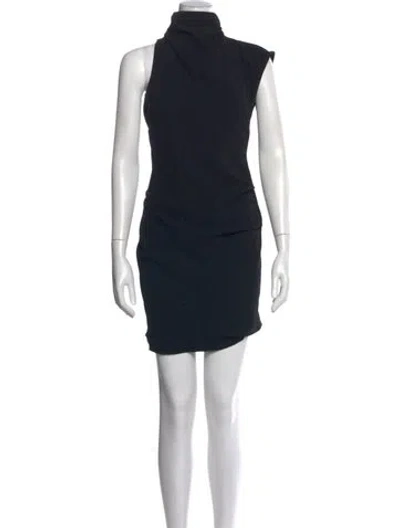 Pre-owned Iro Mock Neck Mini Dress In Black