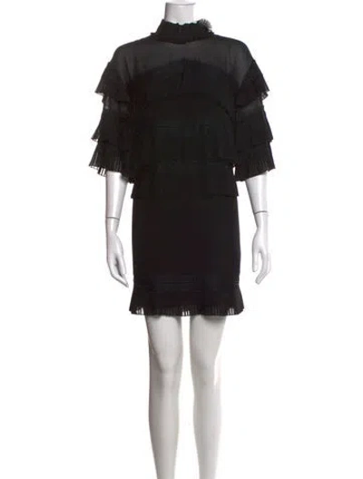Pre-owned Iro Mock Neck Mini Dress In Black