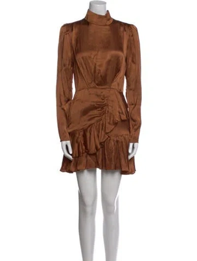 Pre-owned Iro Mock Neck Mini Dress In Brown