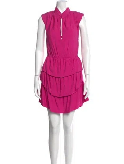 Pre-owned Iro Mock Neck Mini Dress In Pink