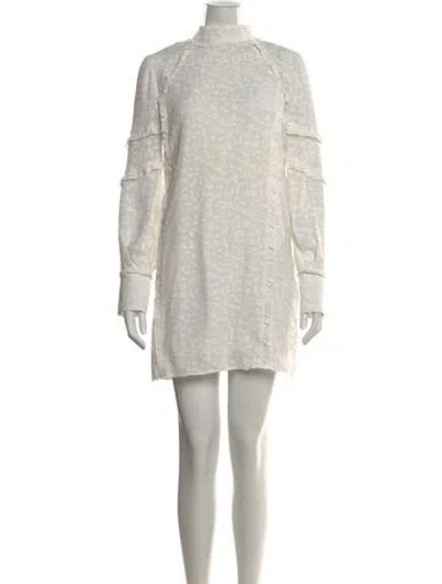 Pre-owned Iro Mock Neck Mini Dress In White