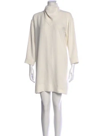 Pre-owned Iro Mock Neck Mini Dress In White