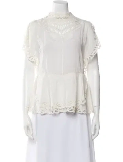 Pre-owned Iro Mock Neck Short Sleeve Blouse In Neutral