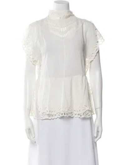 Pre-owned Iro Mock Neck Short Sleeve Blouse In Neutral