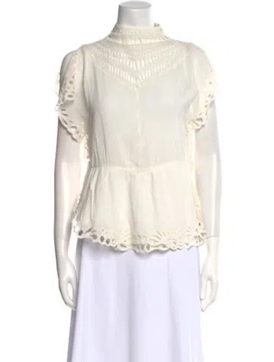 Pre-owned Iro Mock Neck Short Sleeve Blouse W/ Tags In Neutral