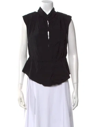 Pre-owned Iro Mock Neck Short Sleeve Top In Black