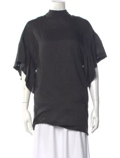 Pre-owned Iro Mock Neck Short Sleeve Top In Gray