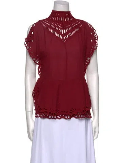 Pre-owned Iro Mock Neck Sleeveless Blouse In Burgundy