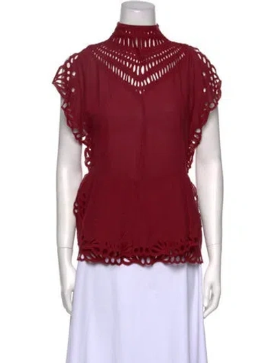 Pre-owned Iro Mock Neck Sleeveless Blouse In Burgundy
